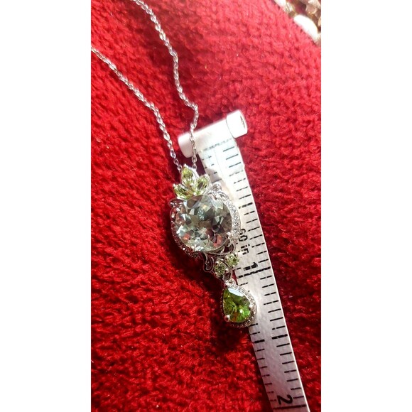 Genuine peridot Rutilated quartz sterling silver pendant STS - Picture 8 of 12